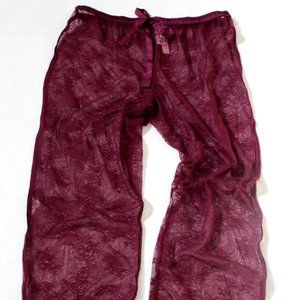 Victoria's Secret Lace Sheer Drawstring Pajama Sleep Pants Kir Size XS